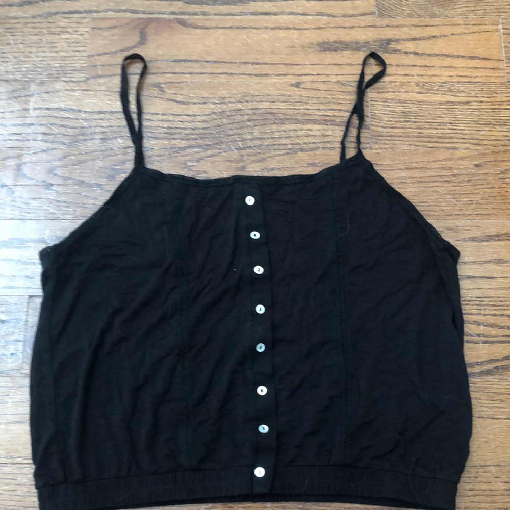 American Eagle black button up tank top